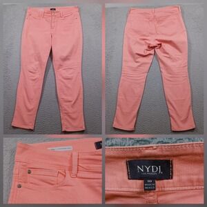 NYDJ Alina Convertible Ankle Jeans Women's 10 Coral Pink Lift Tuck Stretch EUC